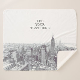 Drawing of New York City Landscape Custom シェルパブランケット