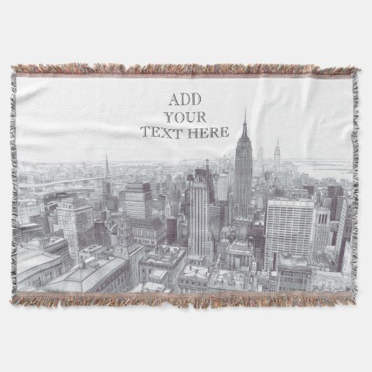 Drawing of New York City Landscape Custom スローブランケット (正面)