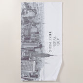 Drawing of New York City Landscape Custom ビーチタオル (正面)