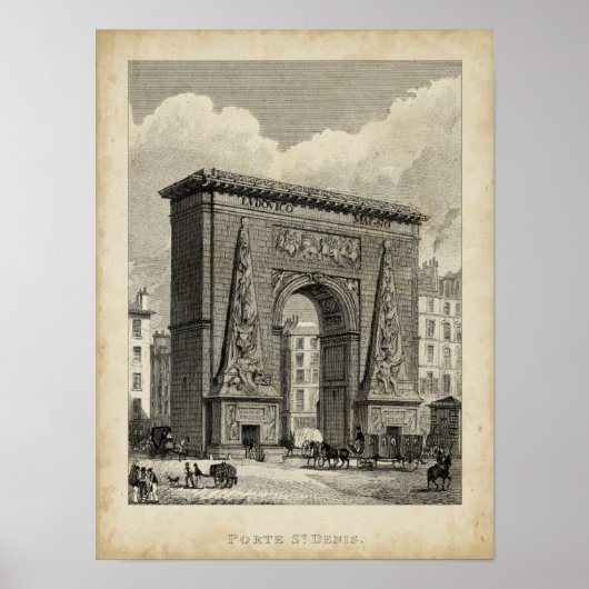 Drawing of Porte Saint-Denis Monument ポスター (正面)