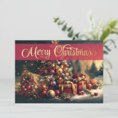 Drawing of Winter Serenity Christmas Scene Trees カード (スタンド正面)