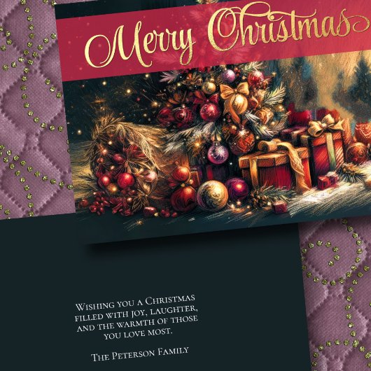 Drawing of Winter Serenity Christmas Scene Trees カード