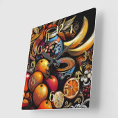 Drawing Stylized Still Life Vase Fruit スクエア壁時計 (傾斜)