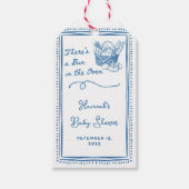 Drawn Blue Bun in the Oven Baby Shower Party ギフトタグ (正面)