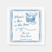 Drawn Blue Bun in the Oven Baby Shower Party スタンダードカクテルナプキン (正面)