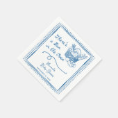 Drawn Blue Bun in the Oven Baby Shower Party スタンダードカクテルナプキン (角)