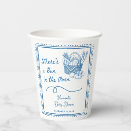 Drawn Blue Bun in the Oven Baby Shower Party 紙コップ