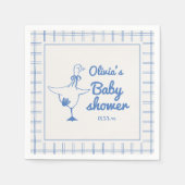 Drawn Blue Silly Goose Classic Baby Boy Shower スタンダードカクテルナプキン (正面)