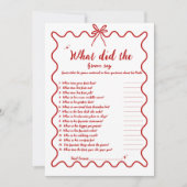 Drawn Bride  groom trivia bridal shower game Card 案内状 (正面)