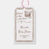 Drawn Brown Bun in the Oven Baby Shower Party ギフトタグ (正面)