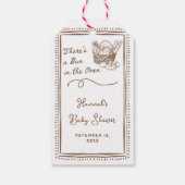 Drawn Brown Bun in the Oven Baby Shower Party ギフトタグ (裏面)