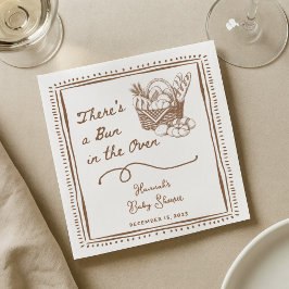 Drawn Brown Bun in the Oven Baby Shower Party スタンダードカクテルナプキン