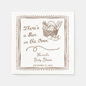 Drawn Brown Bun in the Oven Baby Shower Party スタンダードカクテルナプキン (正面)