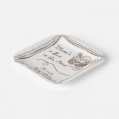 Drawn Brown Bun in the Oven Baby Shower Party ペーパープレート (傾斜あり)