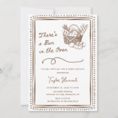 Drawn Brown Bun in the Oven Baby Shower Party 招待状 (正面)