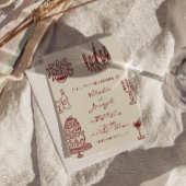Drawn Burgundy Romantic Whimsical Photo Wedding 招待状