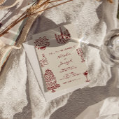 Drawn Burgundy Whimsical Photo QR Code Wedding 招待状