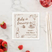 Drawn Coffee Baby is Brewing Baby Shower スタンダードカクテルナプキン (インサイチュ)
