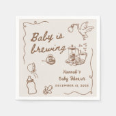 Drawn Coffee Baby is Brewing Baby Shower スタンダードカクテルナプキン (正面)