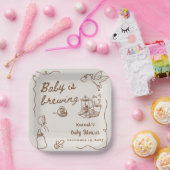 Drawn Coffee Baby is Brewing Baby Shower ペーパープレート (パーティー)