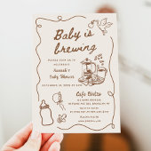 Drawn Coffee Baby is Brewing Baby Shower 招待状