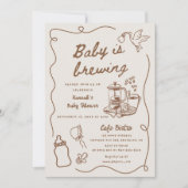 Drawn Coffee Baby is Brewing Baby Shower 招待状 (正面)