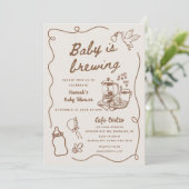 Drawn Coffee Baby is Brewing Baby Shower 招待状 (スタンド正面)