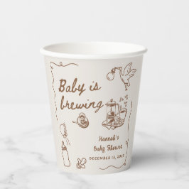 Drawn Coffee Baby is Brewing Baby Shower 紙コップ