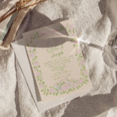  Drawn Green Pink Bow Floral Photo QR Code Wedding 招待状