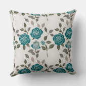 Drawn Roses In Muted Blues And Greens Scattered クッション (裏面)