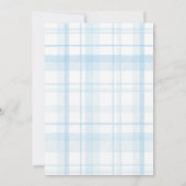 Drawn Silly Goose blue Gingham Ribbon Baby Shower 招待状 (裏面)