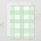 Drawn Silly Goose green Gingham Ribbon Baby Shower 招待状 (裏面)