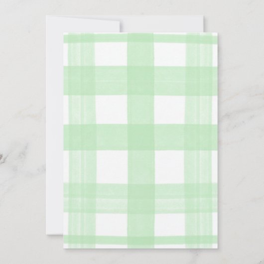 Drawn Silly Goose green Gingham Ribbon Baby Shower 招待状 (裏面)