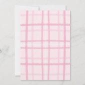 Drawn Silly Goose pink Gingham Ribbon Baby Shower 招待状 (裏面)