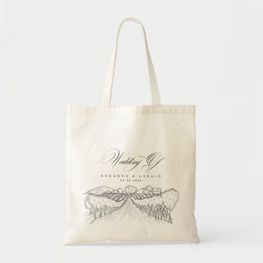 Drawn Vineyard Winery Napa Valley Wedding Favor トートバッグ (正面)
