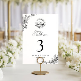 Drawn Vintage Swan 5x7 Wedding Table Number 3 招待状