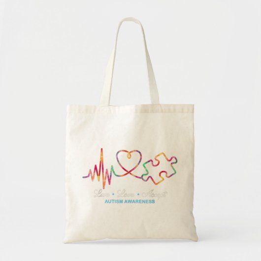 Drawstring closureライブ愛Accept自閉症の待ち トートバッグ (正面)