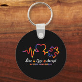 Drawstring closurelive, love, accept, autism, awar キーホルダー (正面)