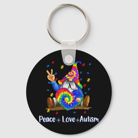 Drawstring closurePeace Love自閉症格言自閉症T キーホルダー (正面)