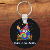 Drawstring closurePeace Love自閉症格言自閉症T キーホルダー (正面)