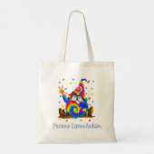 Drawstring closurePeace Love自閉症格言自閉症T トートバッグ (裏面)