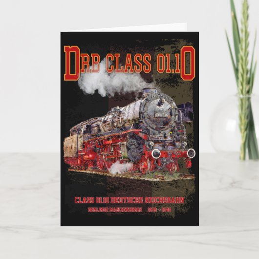 DRB Class 01.10 Steam Train. Deutsche Reichsbahn サンキューカード (正面)