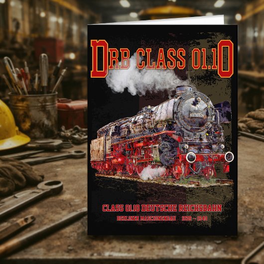 DRB Class 01.10 Steam Train. Deutsche Reichsbahn サンキューカード