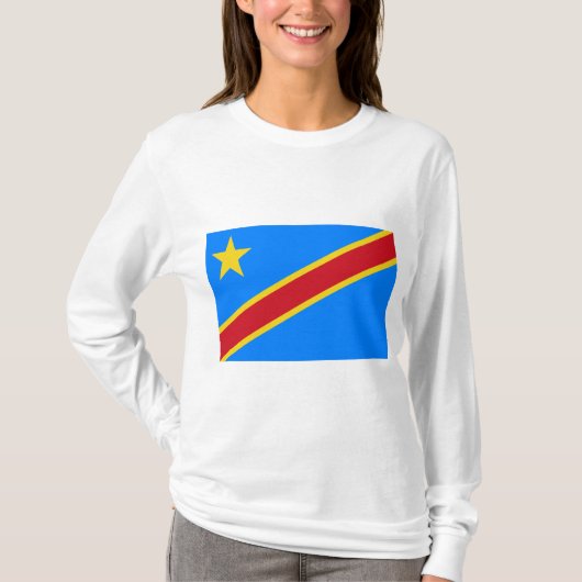 DRC（コンゴ民主共和国）の国旗 Tシャツ (正面)