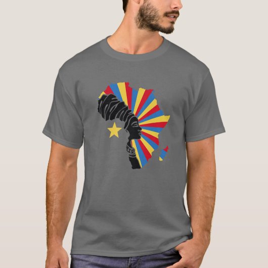 DRC Democratic Republic Congo Flag Heritage Black Tシャツ (正面)