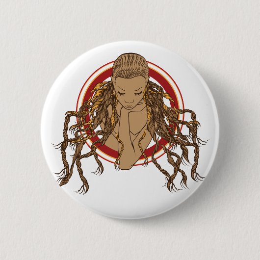 Dreadlockの女の子 缶バッジ (正面)