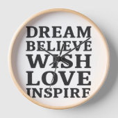 Dream Believe Wish Love Inspire Motivational Wall  壁時計 (正面)