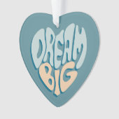 Dream Big：成功の青いハート オーナメント (正面)