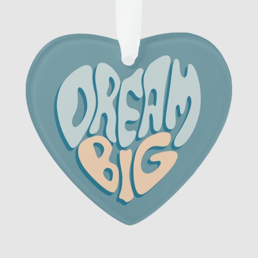 Dream Big：成功の青いハート オーナメント (正面)