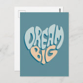 Dream Big:成功の青いハート ポストカード (正面/裏面)